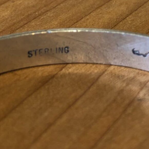 Signed Vintage Native American Navajo Sterling Silver Bracelet - Picture 3 of 6